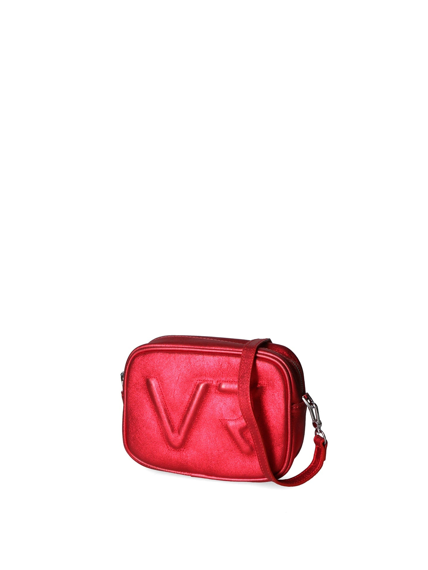 Borsa a Tracolla in Genuine Printed Suede Leather Rosso
