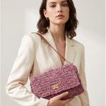Borsa a Tracolla in Woven Straw Viola