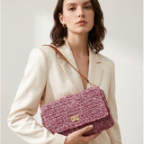 Borsa a Tracolla in Woven Straw Viola