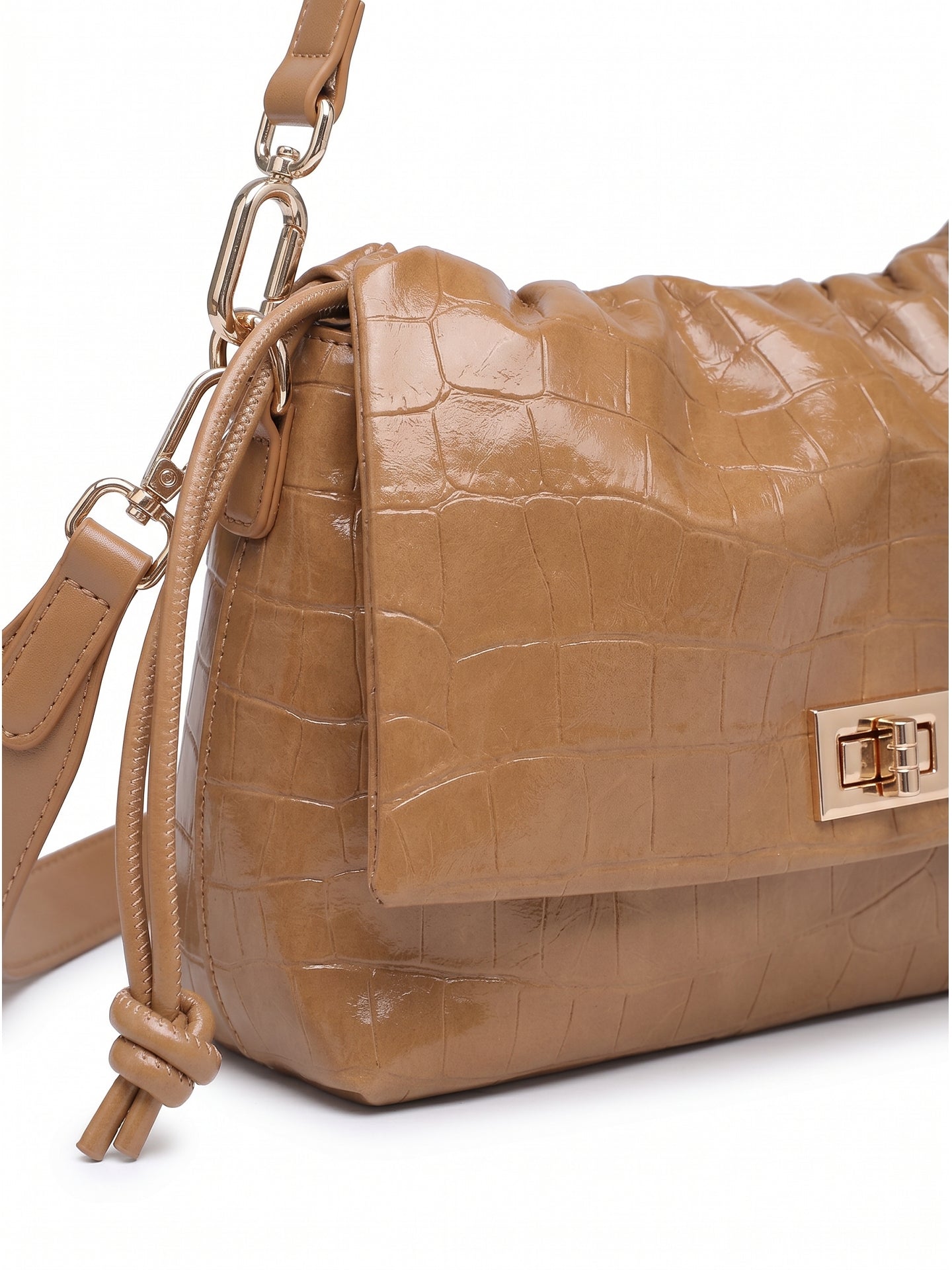 Borsa a Spalla in Pelle Vegana Marrone