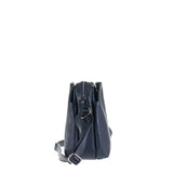 Schultertasche aus echtem Leder in Marineblau