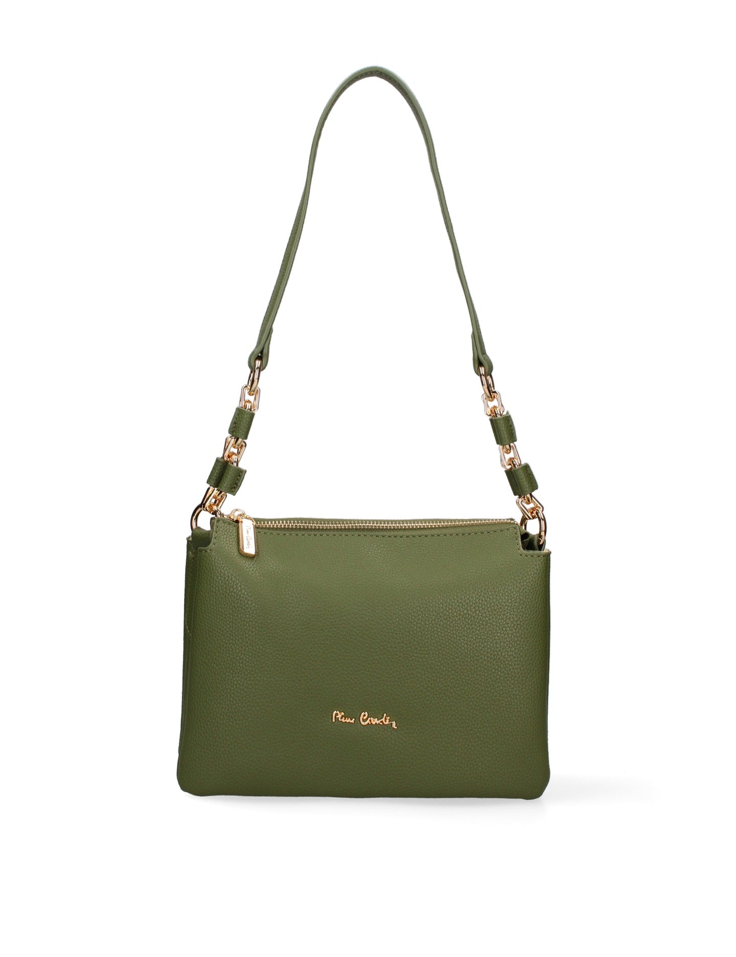 Borsa a Spalla in Vera Pelle Verde Pierre Cardin