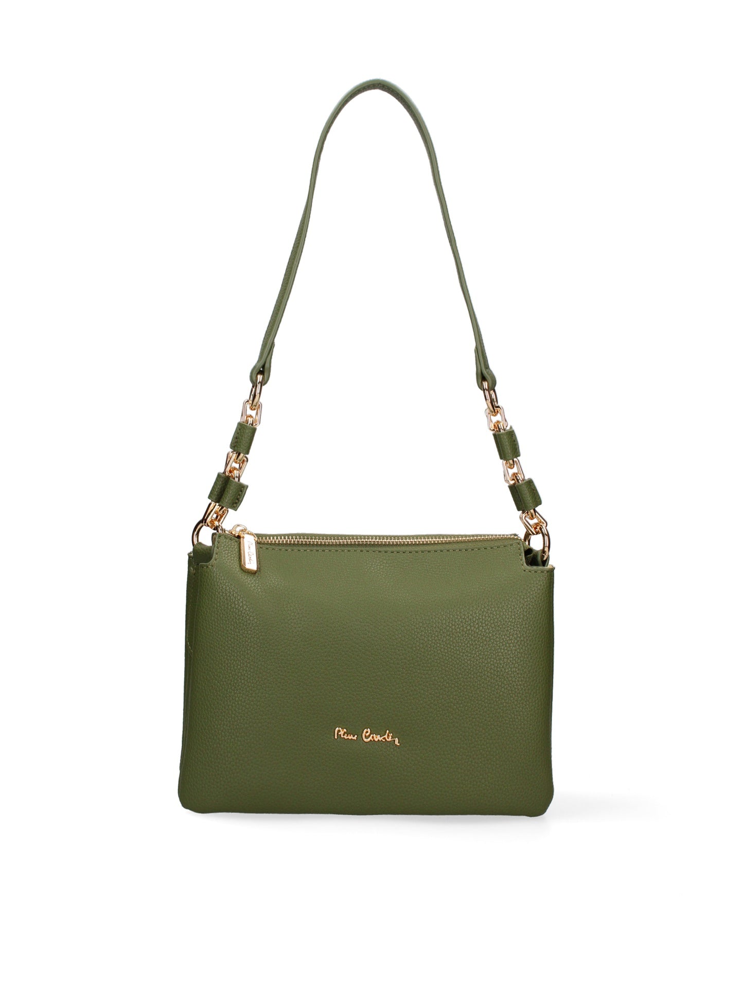 Borsa a Spalla in Vera Pelle Verde Pierre Cardin