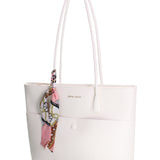 Bolso de compras de piel vegana blanca
