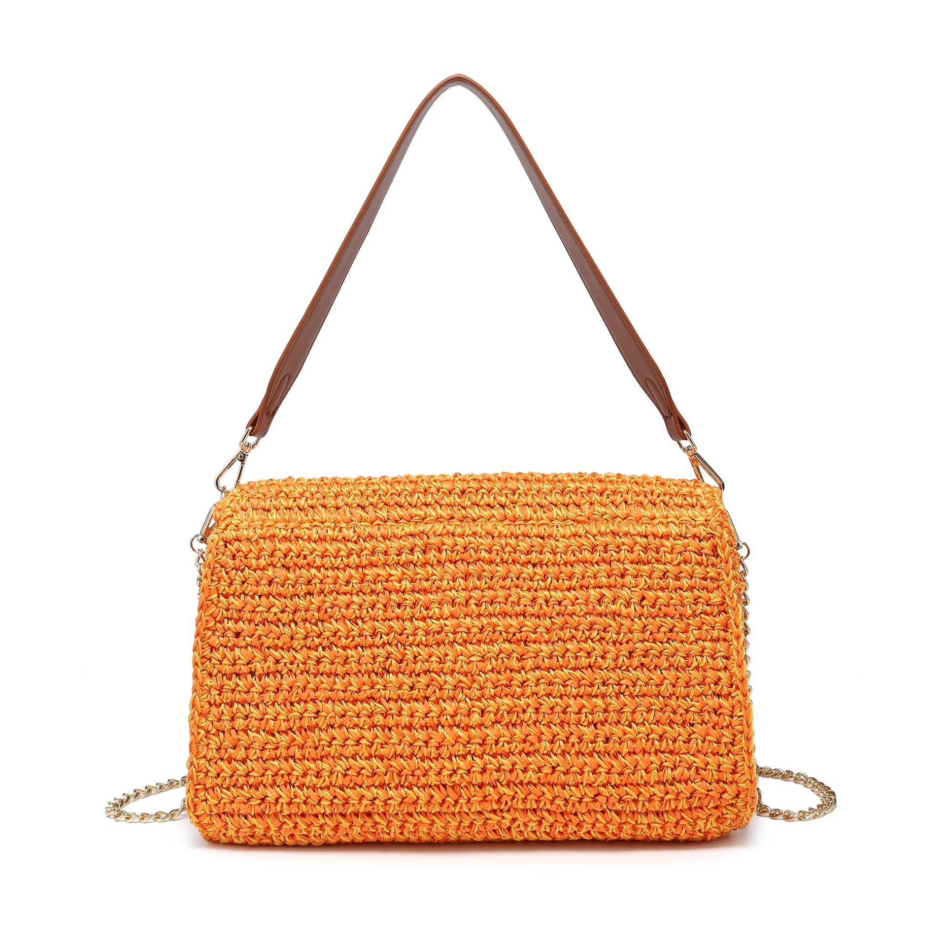 Borsa a Tracolla in Woven Straw Giallo