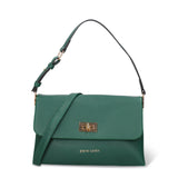 Borsa a Spalla in Pelle Vegana Verde Scuro