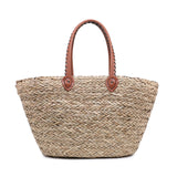 Borsa Shopper in Rattan Bianco