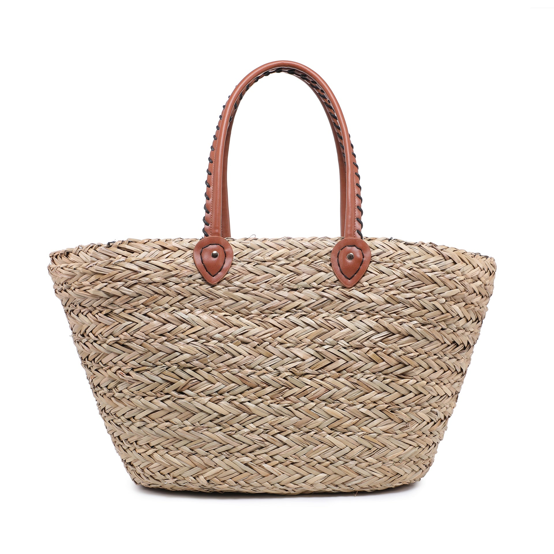 Borsa Shopper in Rattan Bianco