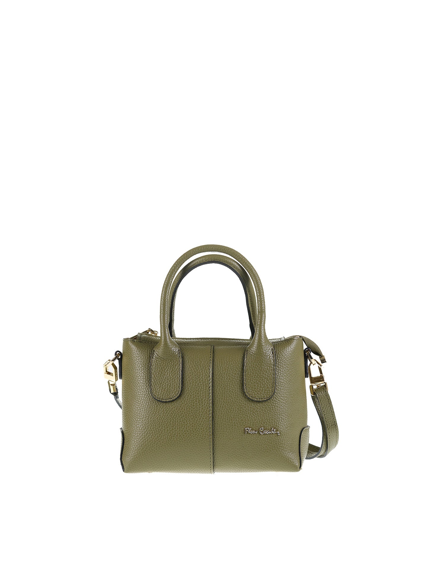 Borsa a Mano in Vera Pelle Verde Militare Pierre Cardin