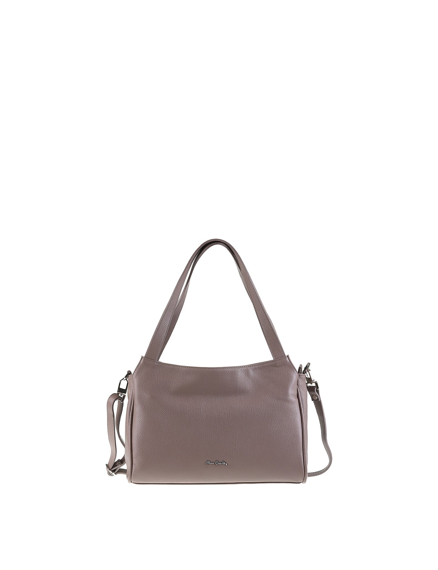 Borsa a Spalla in Vera Pelle Taupe Pierre Cardin