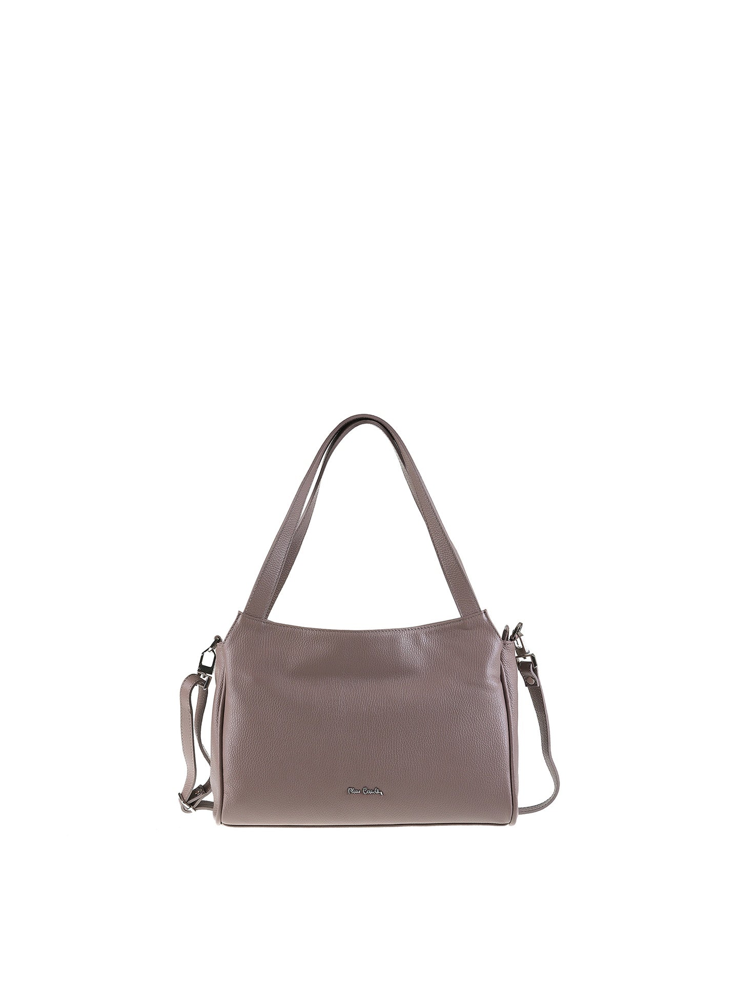 Borsa a Spalla in Vera Pelle Taupe Pierre Cardin