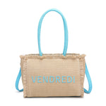 Borsa a Mano in Woven Straw Blu