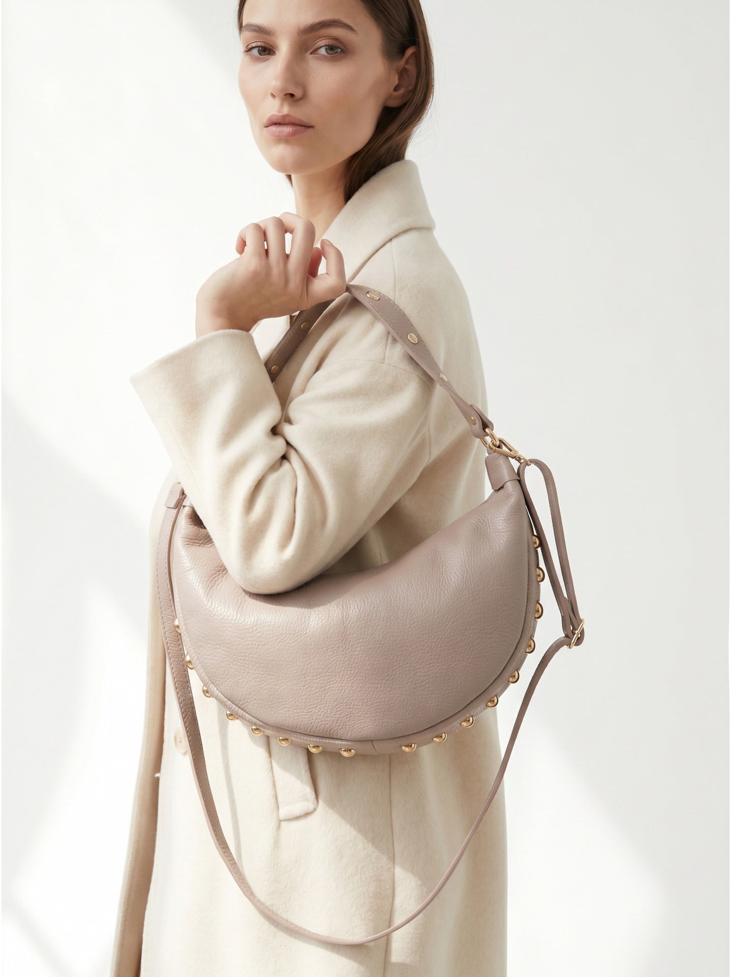 Borsa a Tracolla in Dollaro Leather Rosa