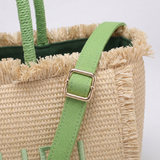 Borsa a Mano in Woven Straw Verde