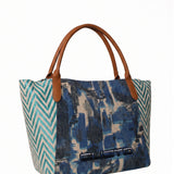Borsa a Mano in Pelle Vegana Blu