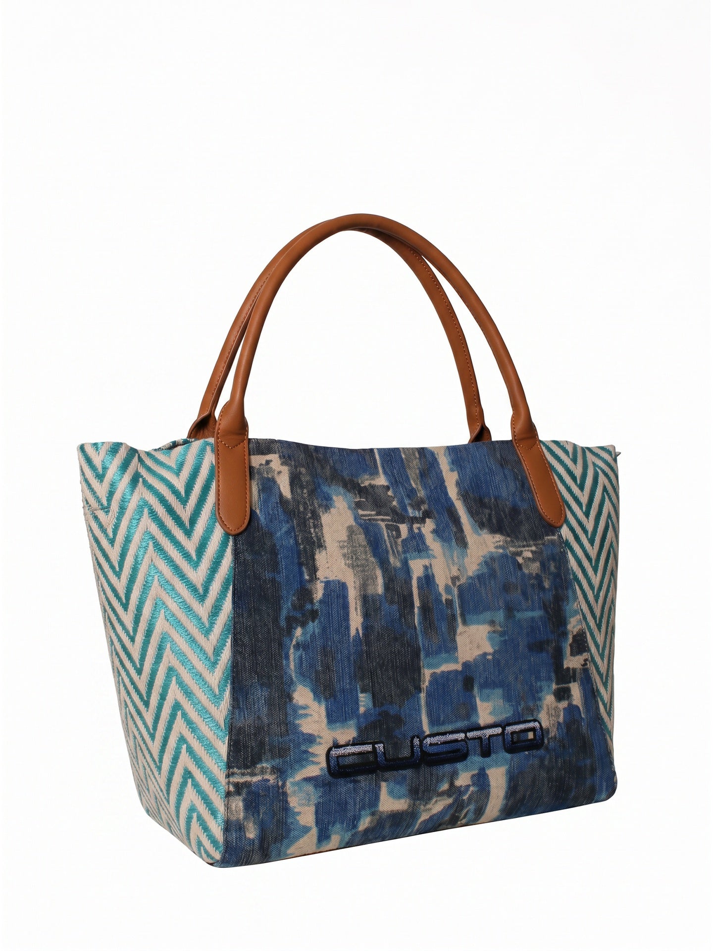 Borsa a Mano in Pelle Vegana Blu