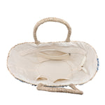Borsa Shopper in Woven Straw Blu Jeans