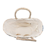 Borsa Shopper in Woven Straw Blu Jeans