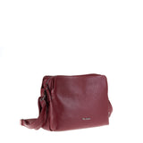 Burgunderfarbene Schultertasche aus echtem Leder