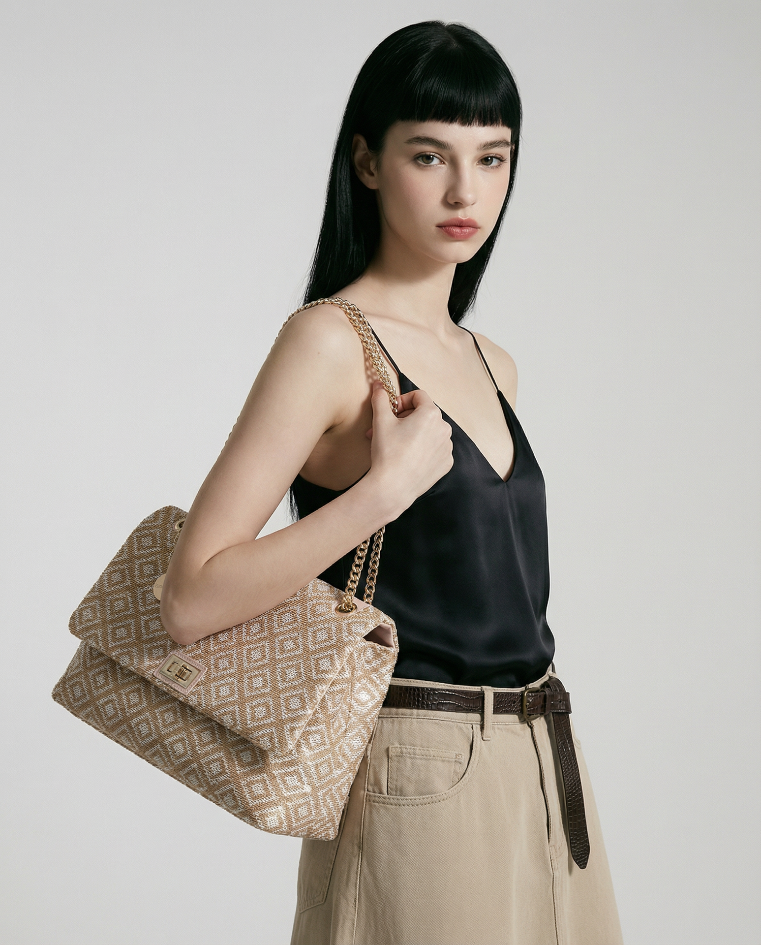 Borsa a Spalla in Poliestere Beige Kassandra