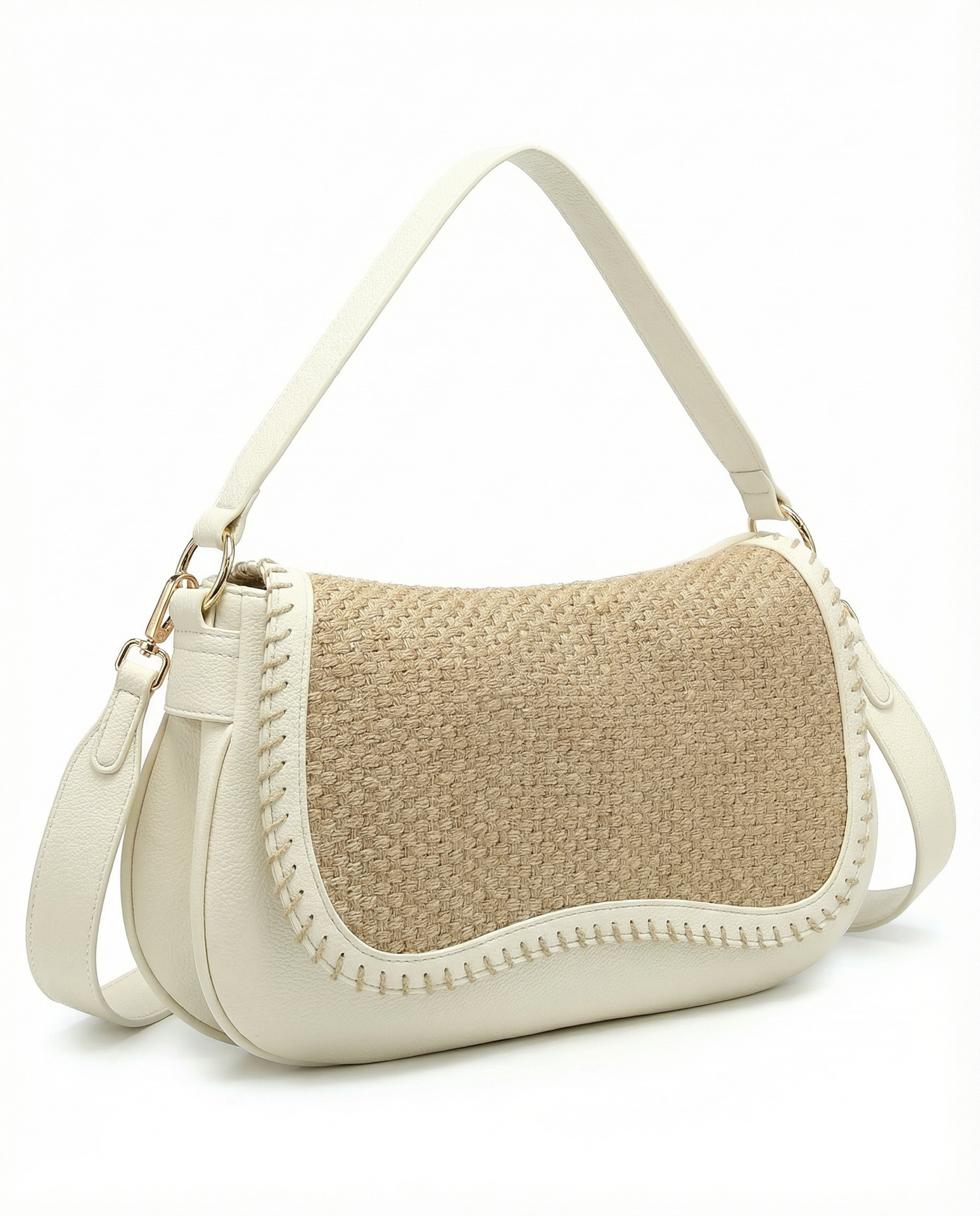 Borsa a Tracolla in Poliestere Bianco