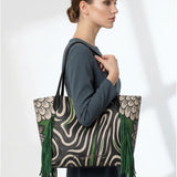Borsa a Mano in Pelle Vegana Verde