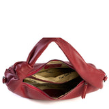 Burgunderfarbene Schultertasche aus echtem Leder