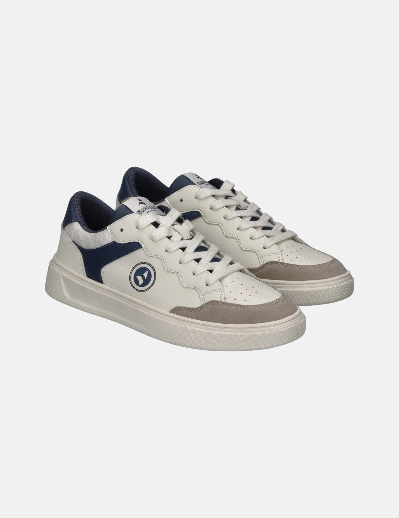 Scarpa stringata in Pelle Vegana Bianco E Blu