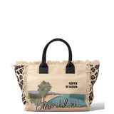 Borsa a Mano in Cotone Multicolore e Nero