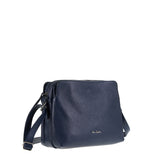 Schultertasche aus echtem Leder in Marineblau