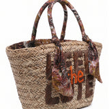 Borsa Shopper in Rattan Marrone