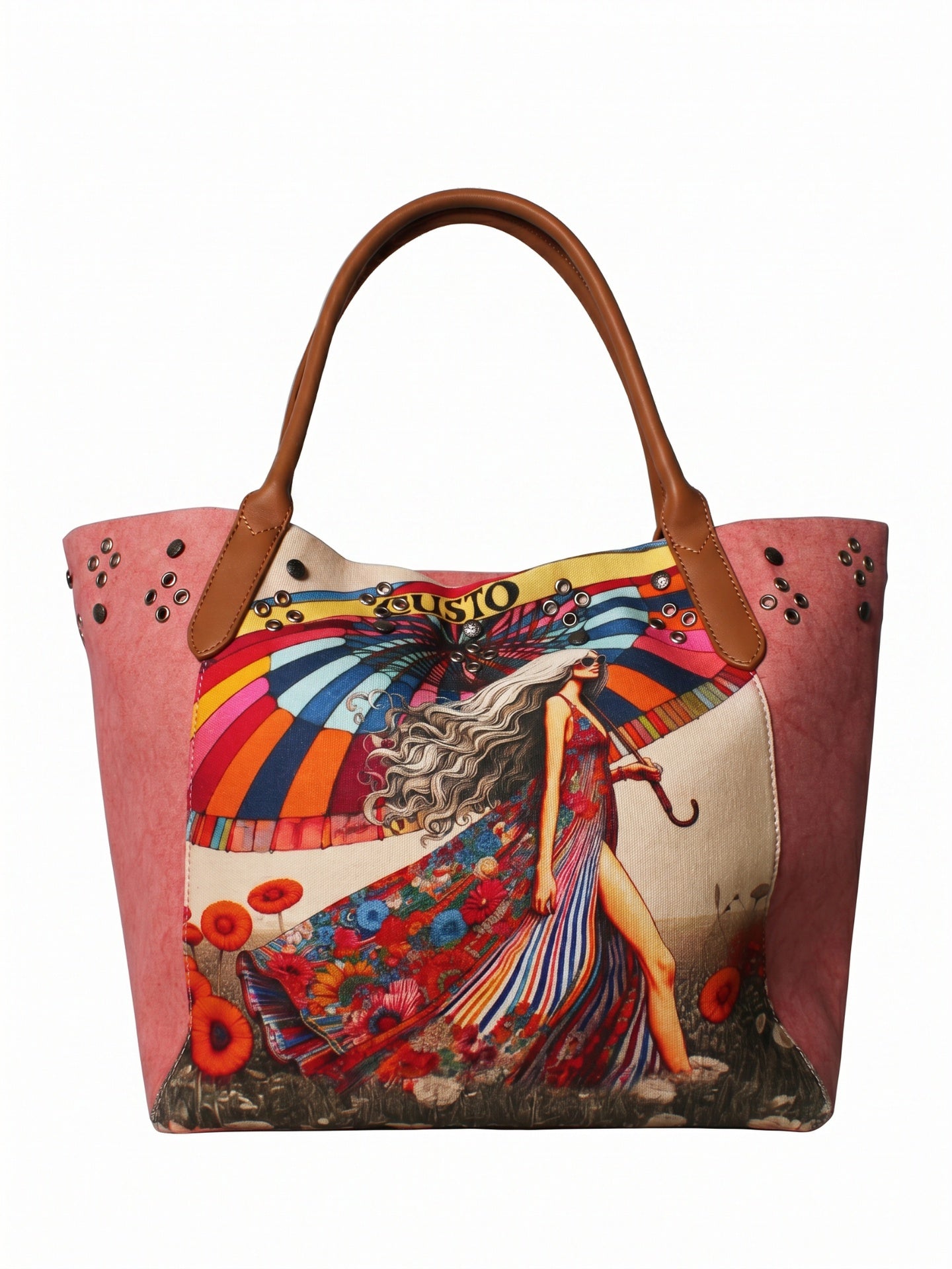 Borsa a Mano in Pelle Vegana Rosa