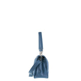 Borsa a Spalla in Vera Pelle Blu Jeans