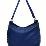 Borsa a Spalla in Dollaro Leather Blu Jeans