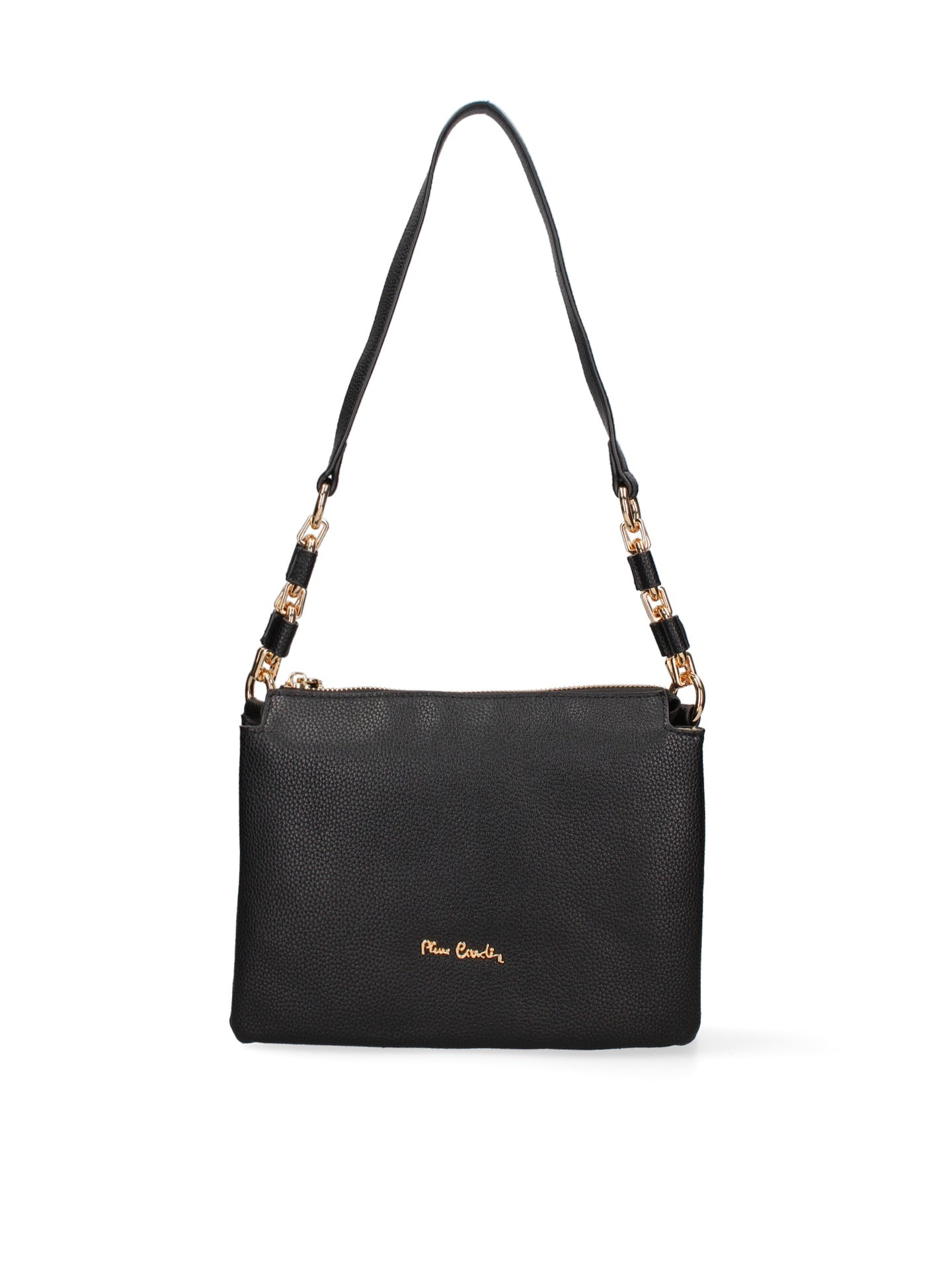 Borsa a Spalla in Vera Pelle Nero Pierre Cardin