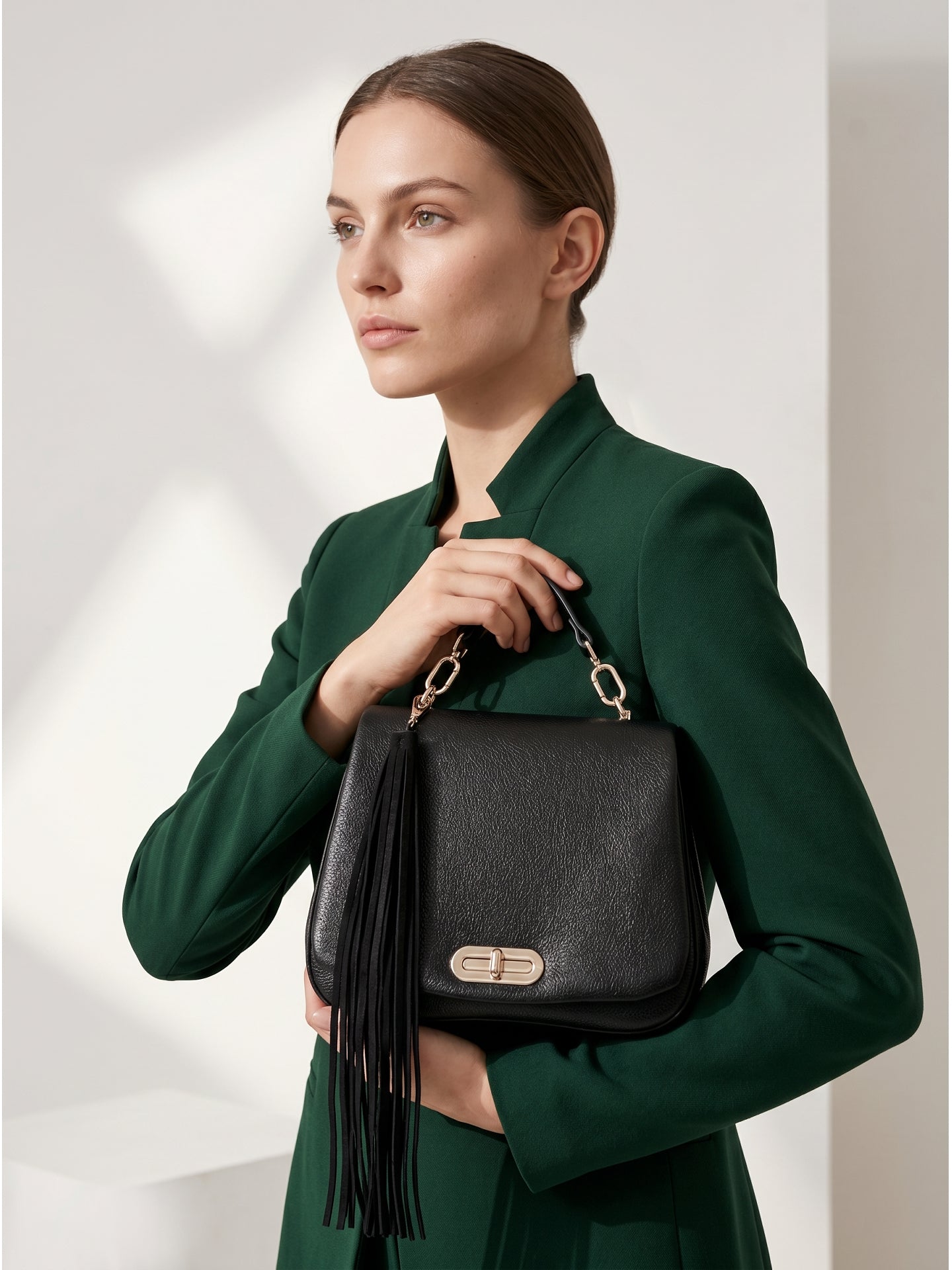 Borsa a Mano in Polyurethane Nero