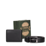 Set Portafoglio e Cintura in Vera Pelle Nero