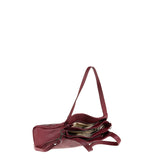 Bolso de hombro de piel auténtica color burdeos