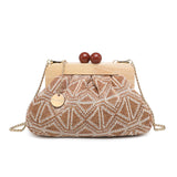 Bolso de hombro de poliéster beige