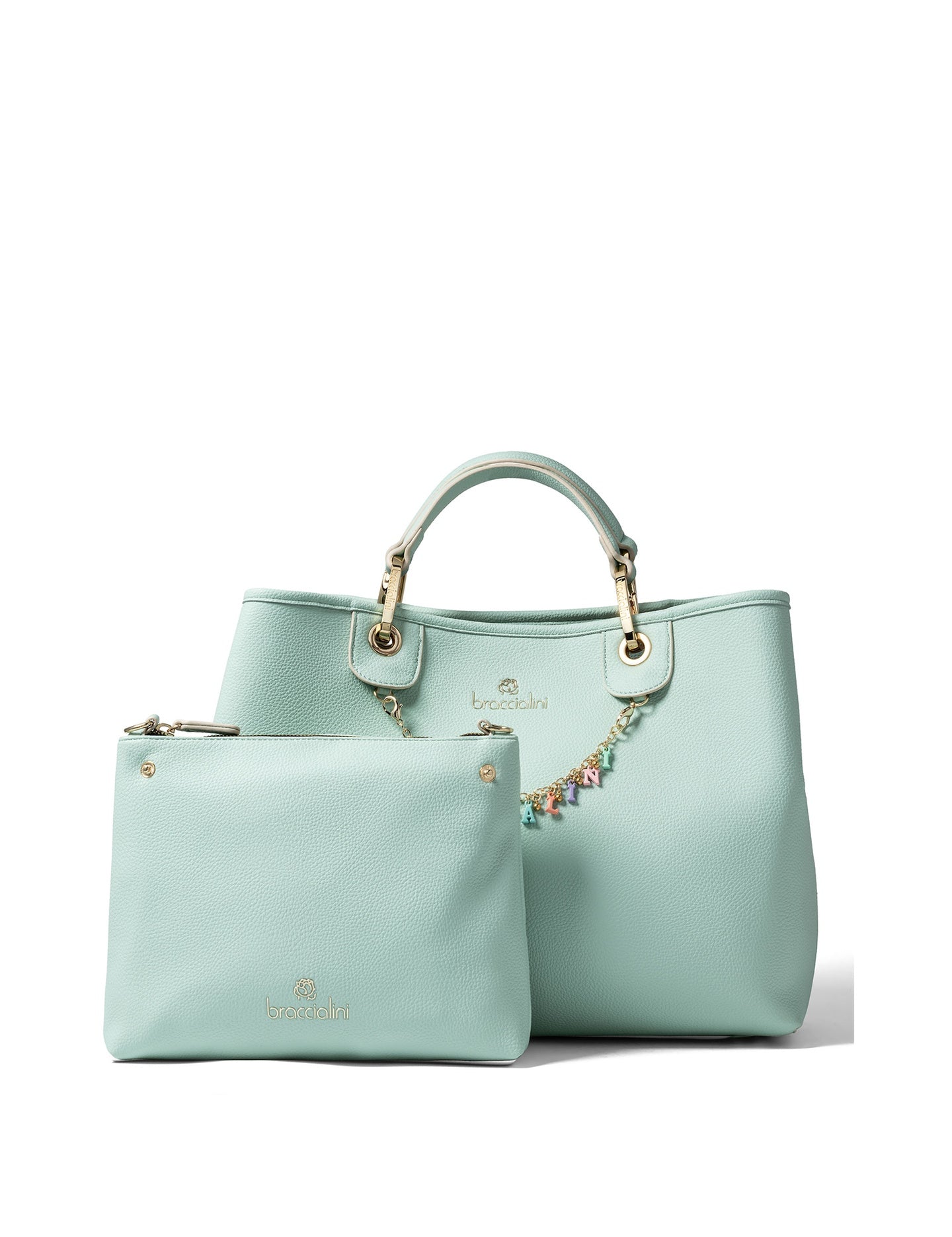 Borsa a Mano in Poliestere Celeste