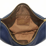 Borsa a Tracolla in Dollaro Leather Blu Jeans