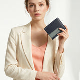 Portafoglio in Vera Pelle Navy