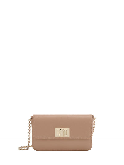 Borsa a Tracolla in Palmellato Leather Cipria