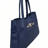 Borsa a Tracolla in Dollaro Leather Blu Jeans