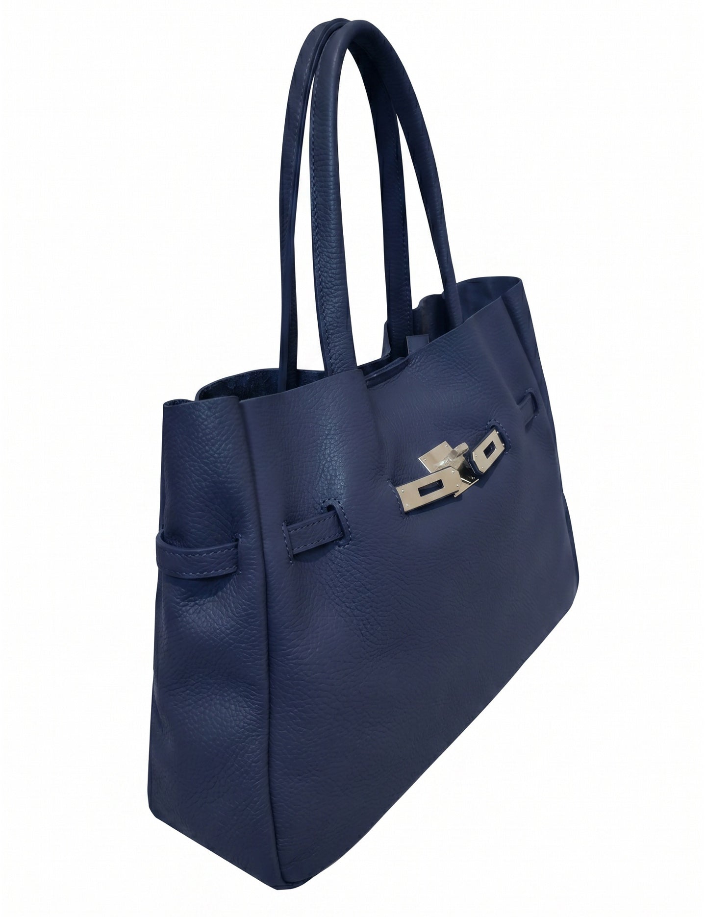 Borsa a Tracolla in Dollaro Leather Blu Jeans