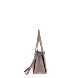 Bolso de hombro de piel auténtica color topo