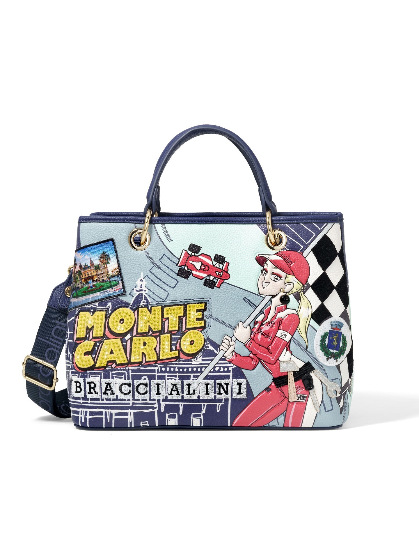 Borsa a Mano in Pelle Vegana Multicolore Braccialini