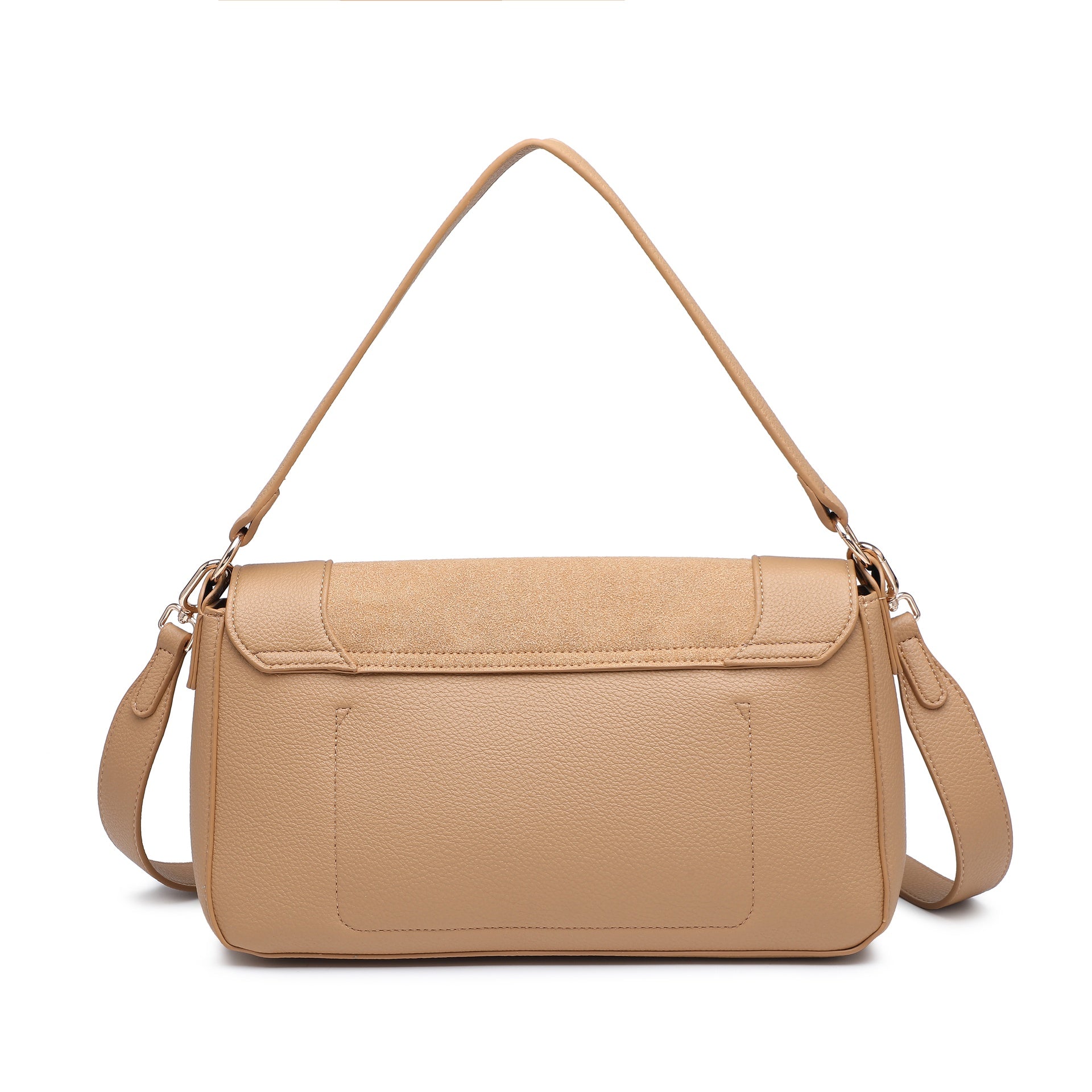 Borsa a Tracolla in Pelle Vegana Marrone Chiaro