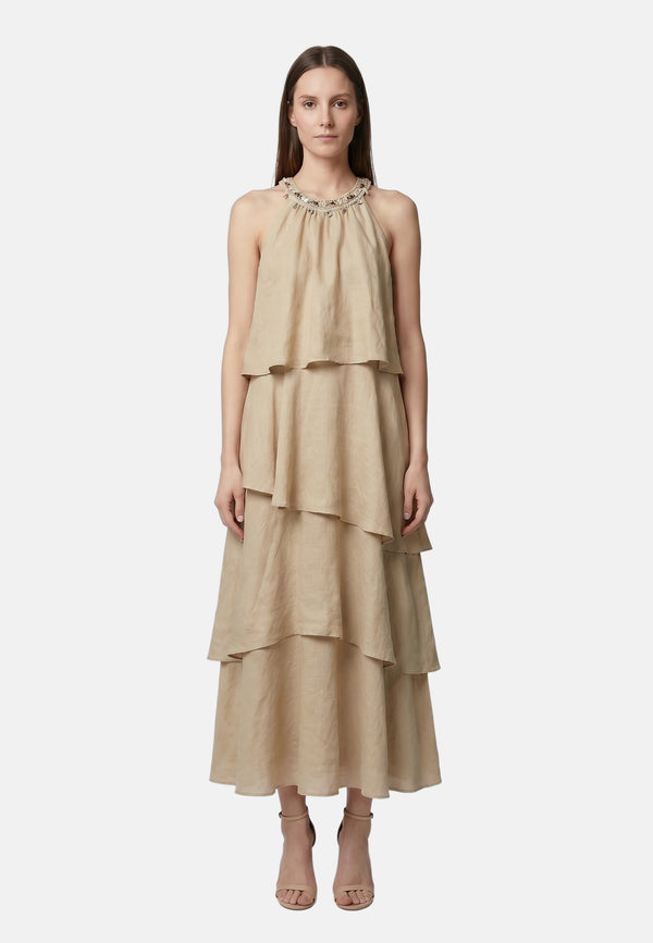 Vestito in Poliestere Taupe Roberta Rossi