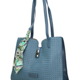 Borsa a Mano in Pelle Vegana Blue Jeans